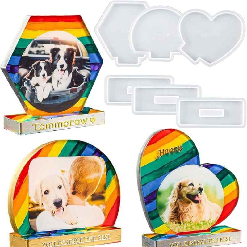 

Pet Memorial Picture Frame Silicone Mold Resin Photo Frame Molds for Epoxy Casting DIY Keepsake Ornaments Gifts for Pet Parents