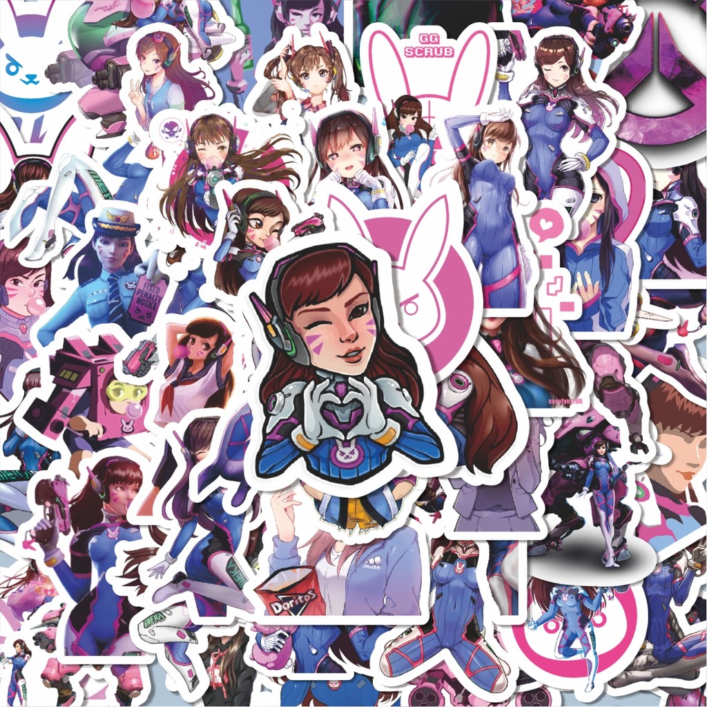 

100PCS Lucu Stiker Acgn Beauty Girls Series D.VA OVERWATCH Character Stiker Aesthetic Stiker Anti Air Stikers Berperekat Waterproof sticker decal buat Motor Helm Buku Journal Koper Casing HP Laptop Botol Minum Hadiah anak