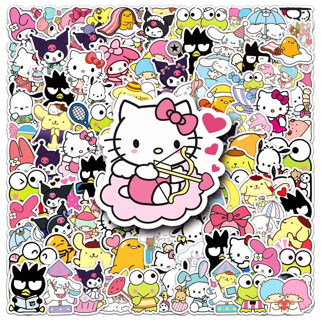 

10/30/50/101PCS Cute Mix Sanrio Anime Stickers Hello Kitty Kuromi Cinnamoroll Notebook Suitcase Laptop Graffiti Decal Kid Gift