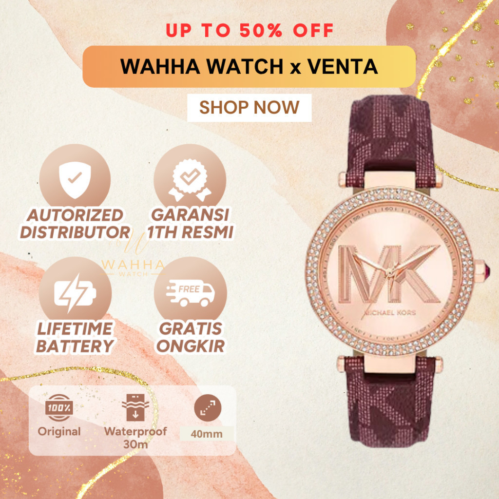 Jam Tangan Wanita  Parker MK2974 Rose Gold Dial Red Leather Strap [BERGARANSI]