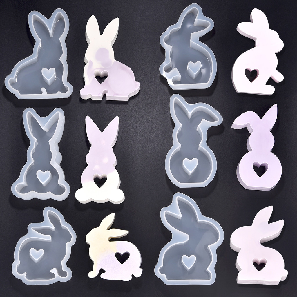 

3D Heart Rabbit Silicone Mold DIY Animal Aromatherapy Candle Plaster Gypsum Soap Mold Home Decorations Epoxy Resin Molud Craft