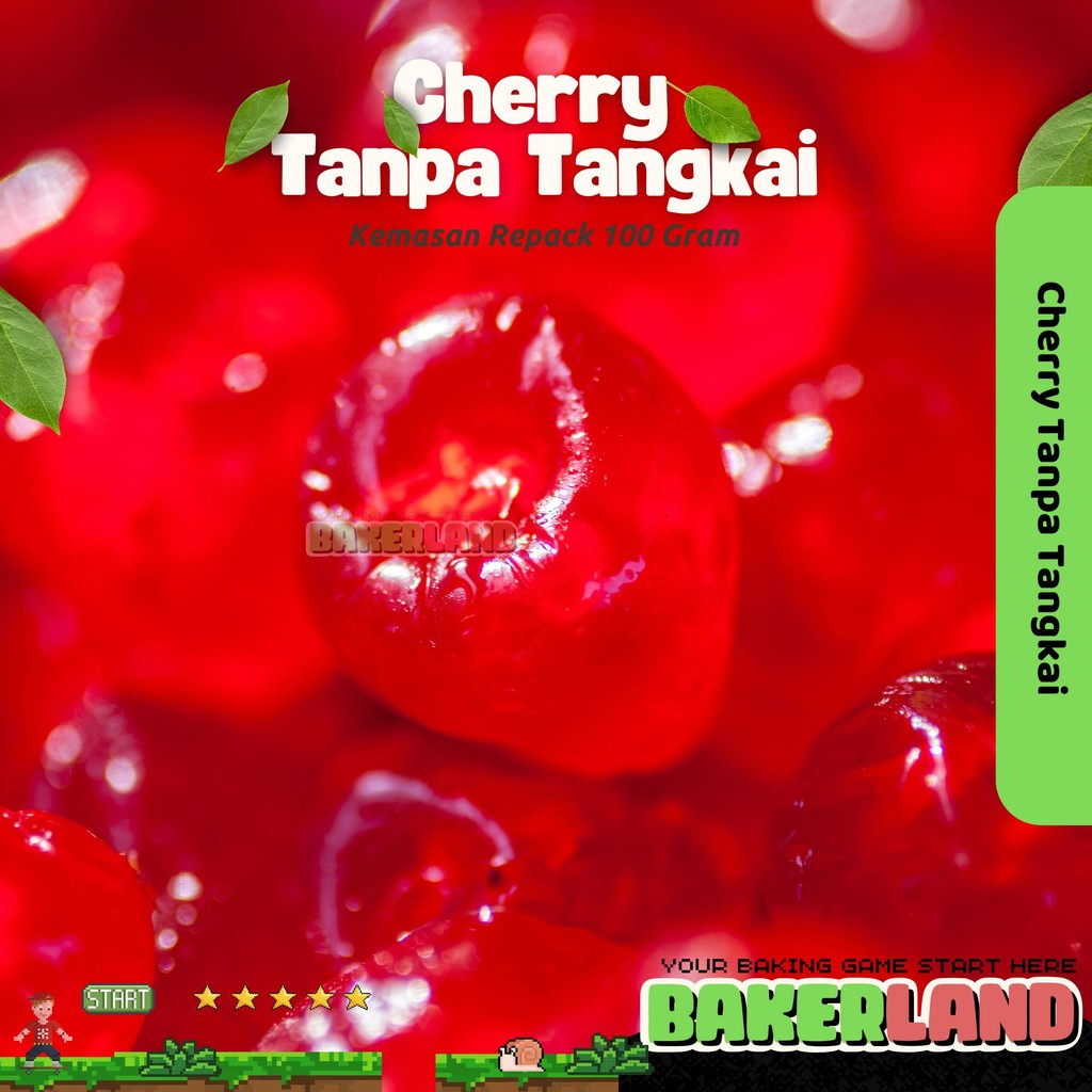 

Cherry Mate Repack 100g / Cherry Maraschino / Cherry Tanpa Tangkai Merah / Buah Cherry Tanpa Tangkai / Buah Ceri Repack