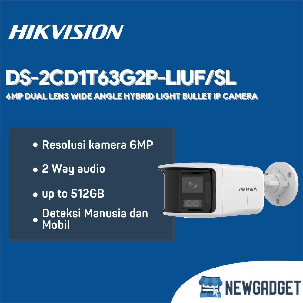 HIKVISION DS-2CD1T63G2P-LIUF/SL 6MP CCTV DUAL LENS WIDE ANGLE HYBRID LIGHT 2-WAY BULLET IP CAMERA PO