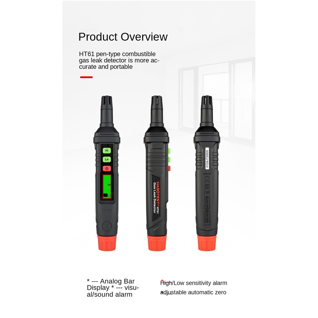 Portable HT61 Natural Gas Leak Detector, Combustible Gas Detector, Methane Detector, Liquefied Gas L