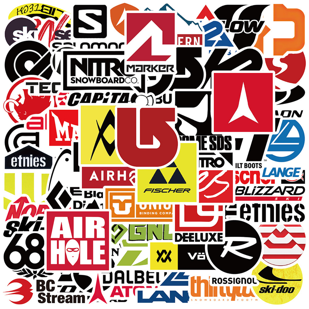 

50pcs Cool Cartoon Ski Brand Logo Stickers For Laptop Phone Luggage Guitar Snowboard Waterproof Graffiti Vinyl Decals