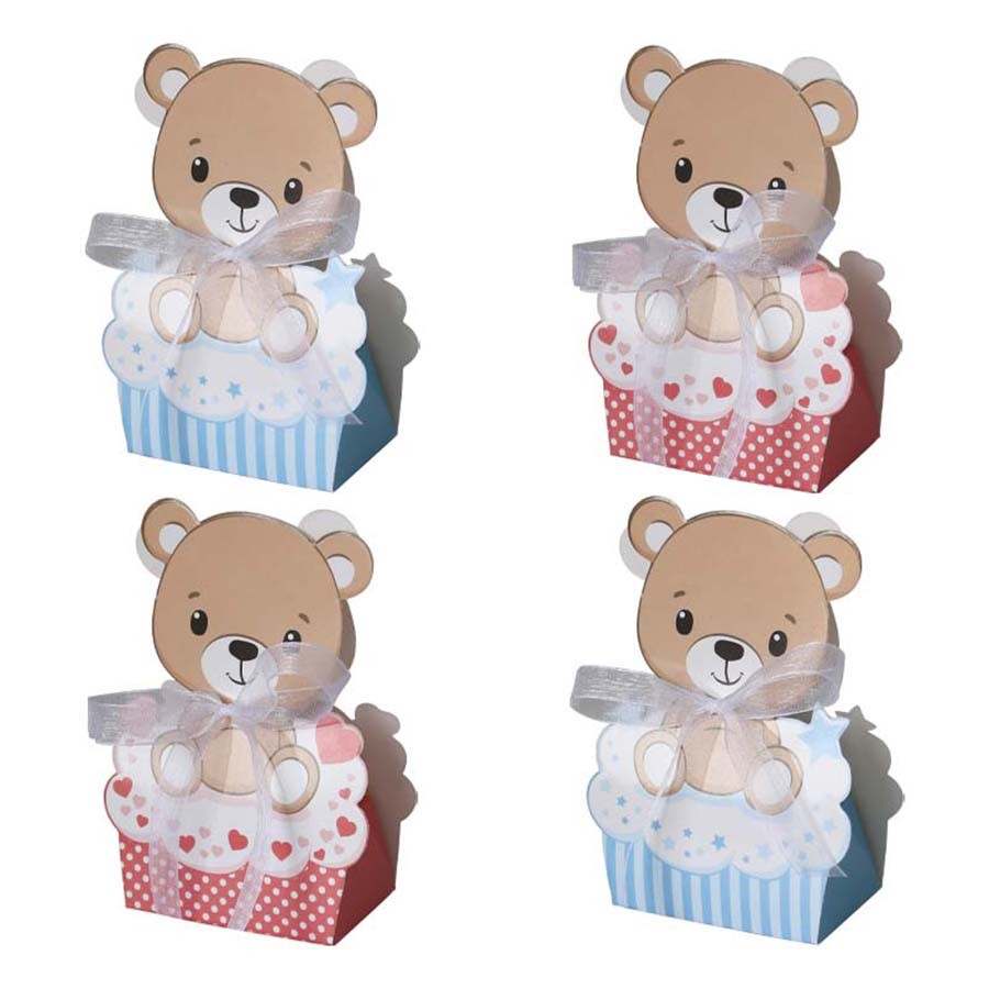 

12PCS Pink Blue bear Favor Boxes kid's Birthday Party Gift Boxes Animal Baby Shower Party Supplies