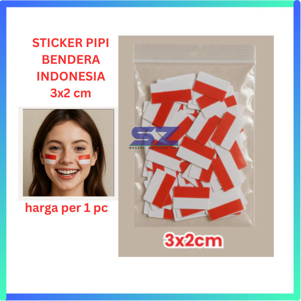 

[SZ] Stiker Pipi Bendera Indonesia 3x2 cm Face Sticker Merah Putih Satuan [AN]