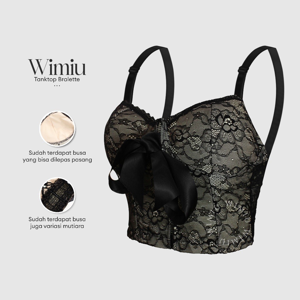 Wimiu Tanktop Tank top Bustier Wanita Crop Top Tengtop Tangtop Brokat Bralette Busa Tipis Wanita 100