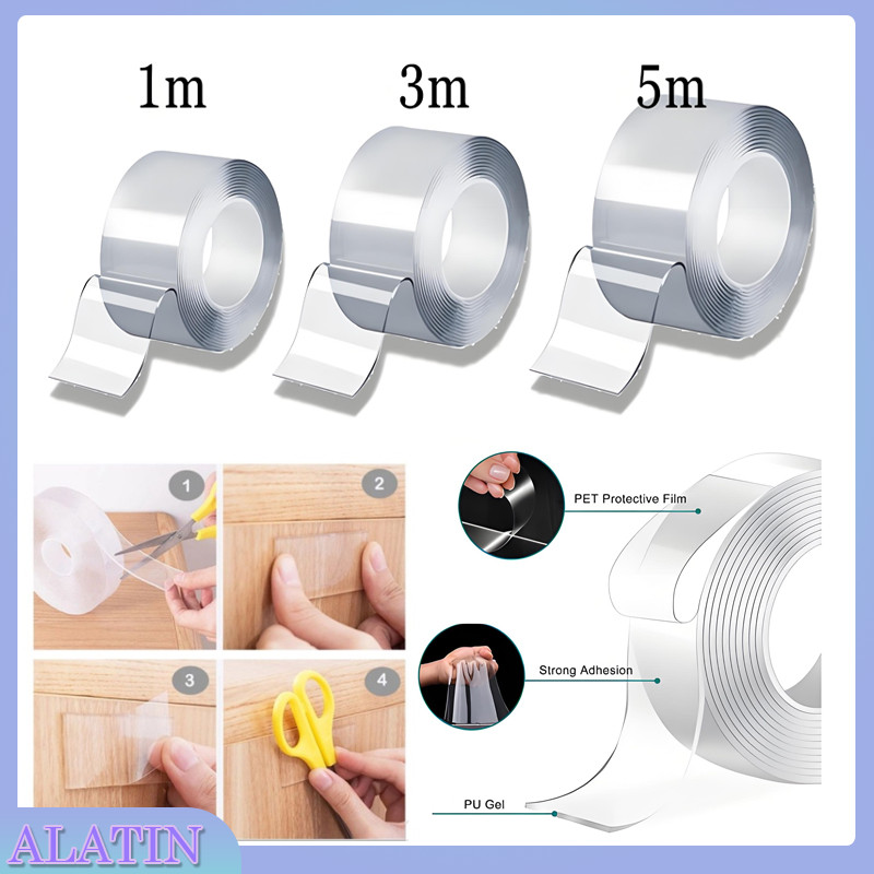 

Tape Lakban Perekat Nano Ajaib Double Tape Bening Tahan Air / Double Tape Nano Selotip Lakban Isolasi Super Kuat Perekat Panjang Tempel Foto Pigura