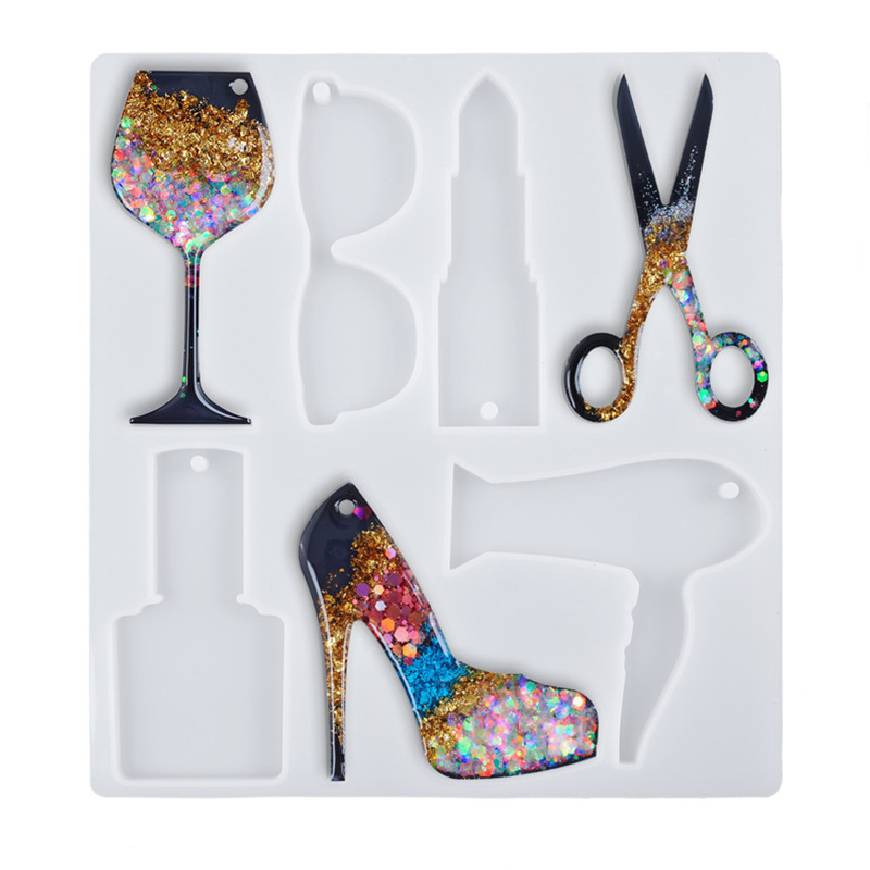 

DIY Crystal Epoxy Resin Mold Lipstick High Heels Keychain Silicone Mold