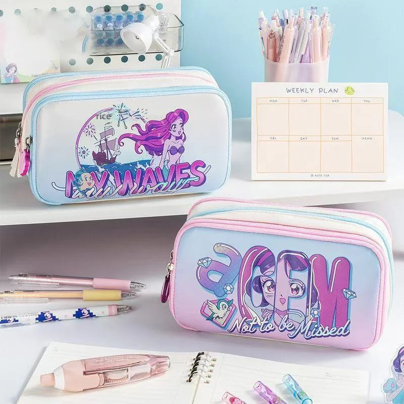 

Disney Princess Three Layer Pencil Case Kawaii Pencil Box Stationery Pen Bag Stationery School Supplies ﻿
