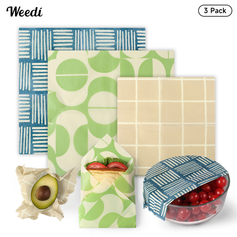 WEEDI Reusable Beeswax Wraps – Beeswax Cloth Food Wrap, Plastic-Free & Zero Waste Alternative for Ec