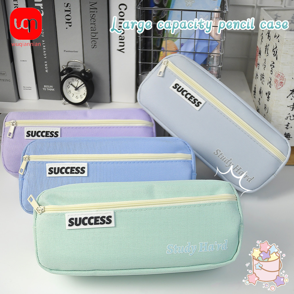 

WQN-1PC Study Hard Double Layer Design Multi-Purpose Pencil Pouch Canvas Durable Suitable For School Office Stationery Supplies