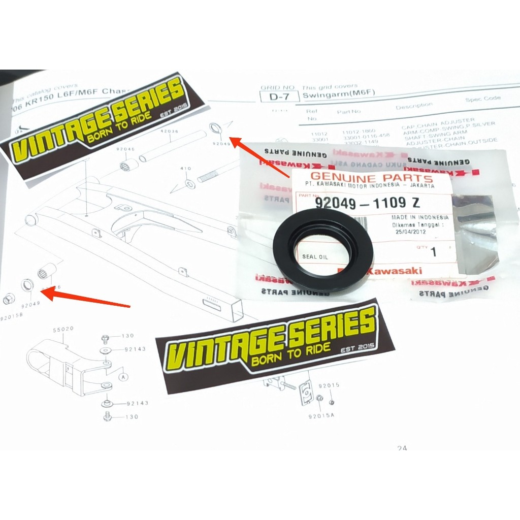 Karet Seal Lengan Ayun / Swing Arm Kawasaki Ninja 150 R SS  92049-1109 ORIGINAL KAWASAKI