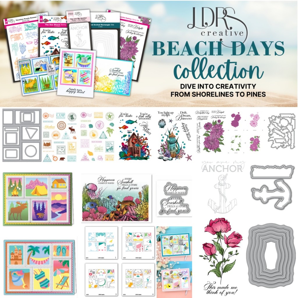 

Summer Beach Ocean Stamps Metal Cutting Dies Clear Stamps Stencil Hot Foil For DIY Scrapbook Craft Decoration Embossing Template