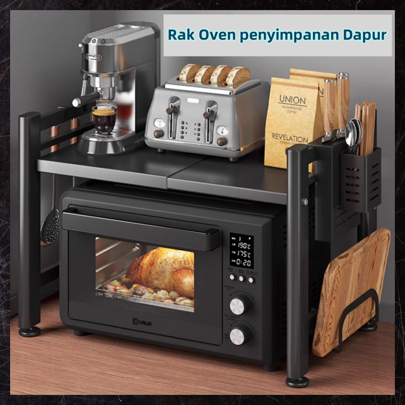 

[dapat diregangkan]Rak Dapur Rak Microwave Rak Oven Rak Bumbu Dapur Rak Panci Rak Penyimpanan Serbaguna