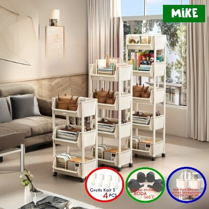 

MIKE DEEP 5 Susun Rak Plastik Rak Susun Serbaguna Rak Sepatu Rak Buku Rak Dapur Rak Toilet Roda