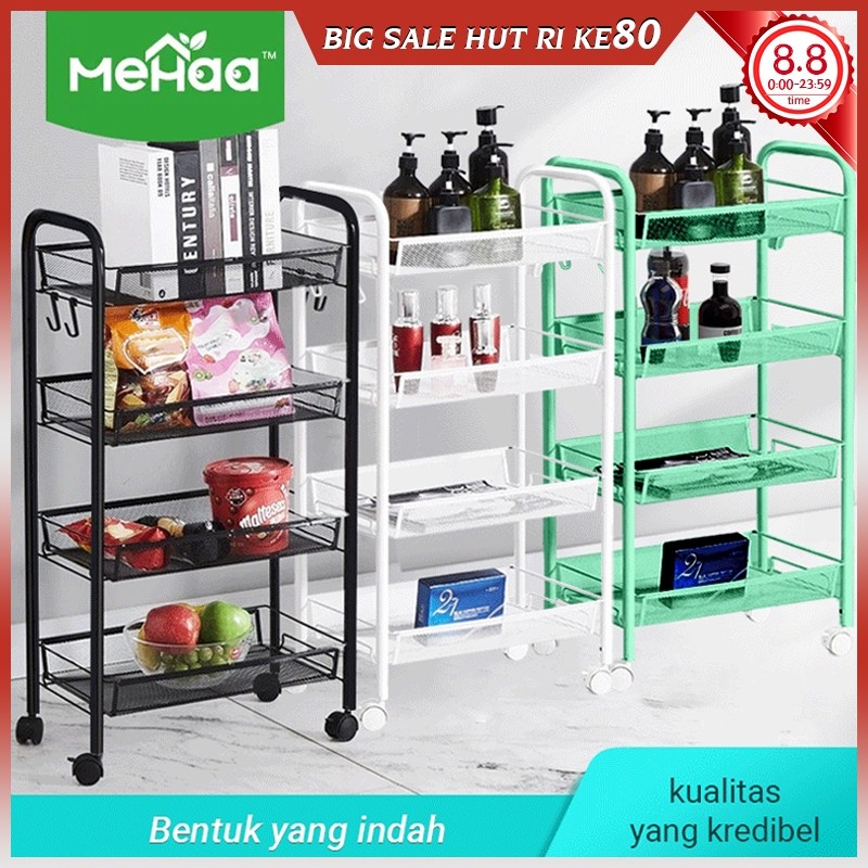 

Mehaa Rak Susun Serbaguna Rak Troli Besi 4 Susun Beroda - Multifungsi Untuk Dapur, Gudang & Kantor