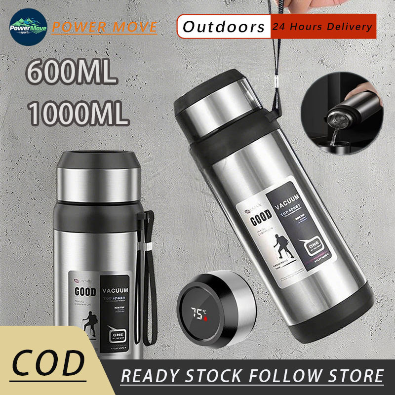 Promo 【COD】Termos 1 L Perak Kapasitas Besar Stainless Steel 304 Botol Minuman Luar Ruangan 1000ml Ta
