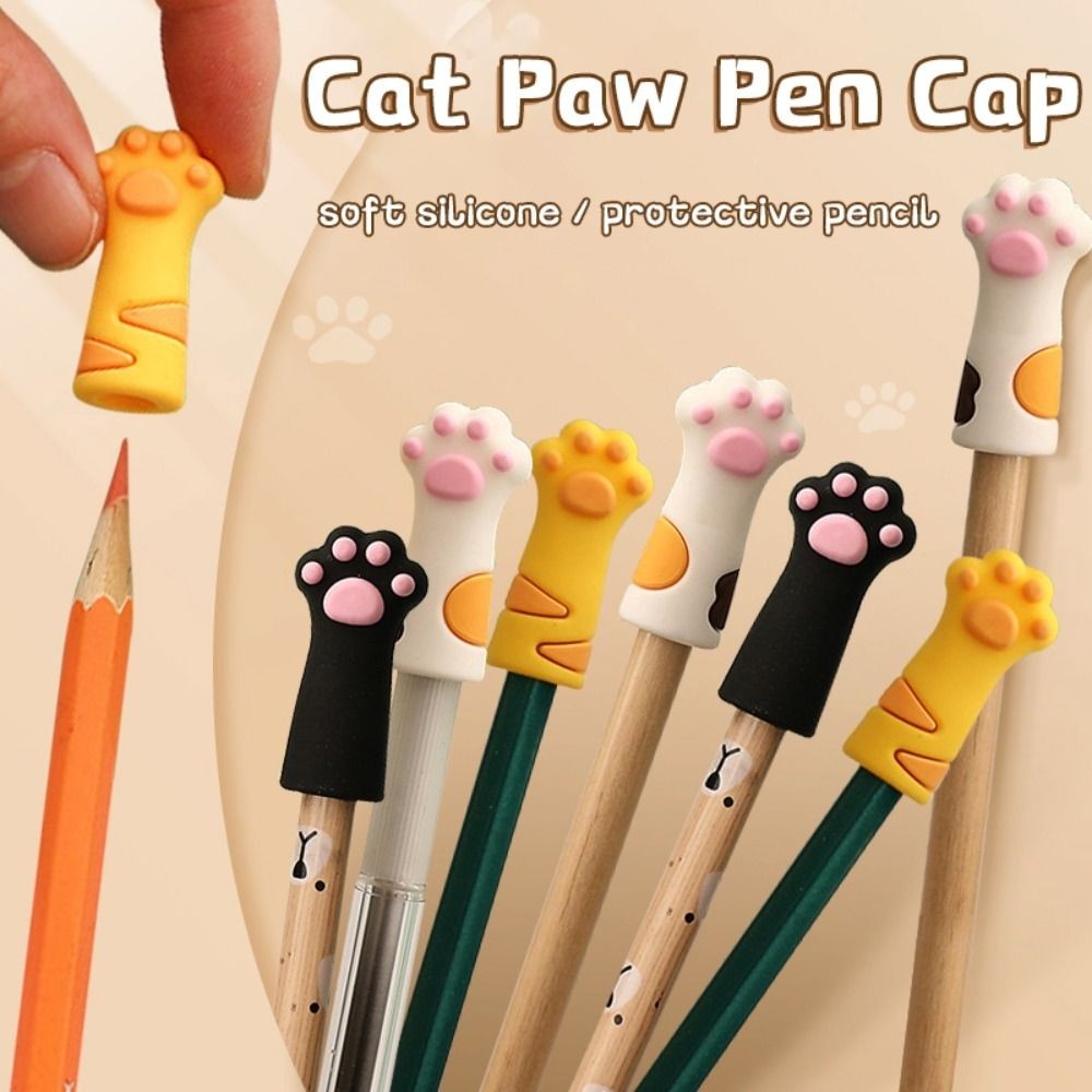 

Gifts Silica Gel Cat Claw Pencil Cap Cute Soft Pen Cap Student Supplies Pencil Protective Cover