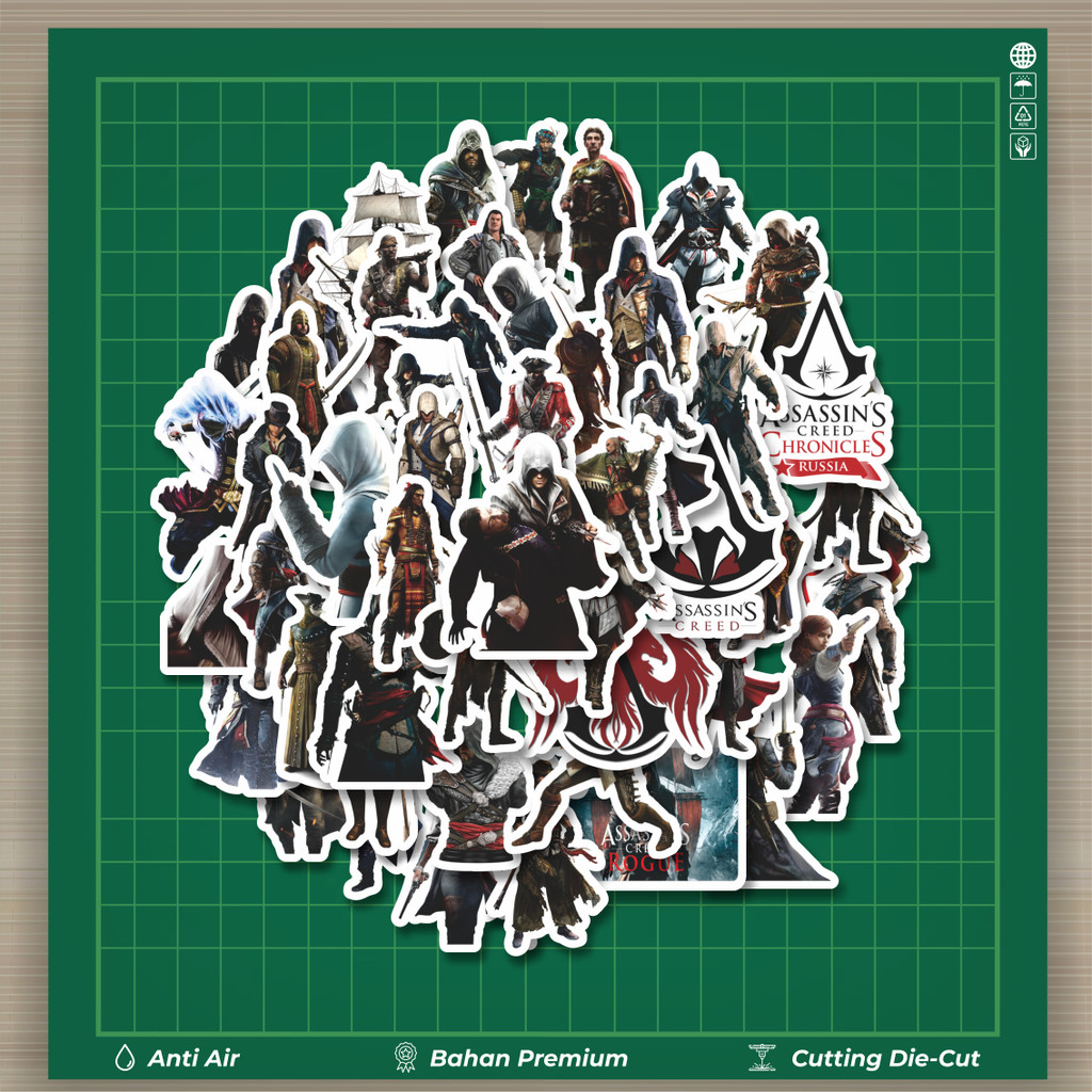 

HOT 50 PCS STIKER Game Series Assasin's Creed Universe Mix 5 Fashion Cars Decal Dingin Kartu Album Custom Vinyl Anti Air- Sticker Aesthetic Buku Journal Koper Casing HP Tablet Laptop Helm Motor Botol Minum
