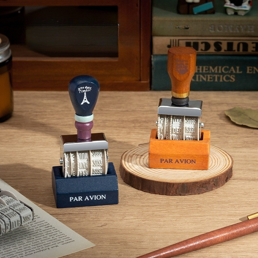 

Retro Wooden Roller Date Seal DIY Hand Account Adjustable Year Month Day Handle Seal Year Stamp 2 Styles Rubber Stamp