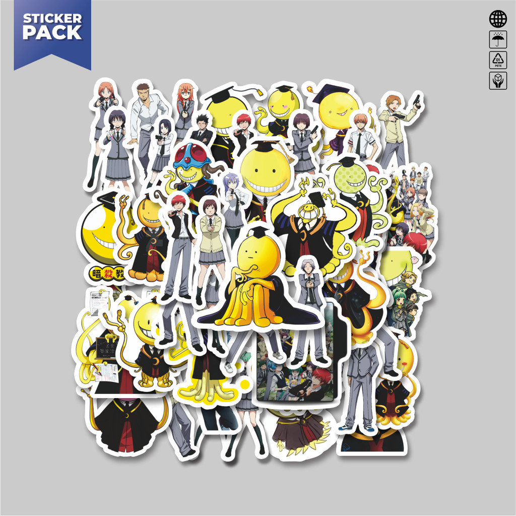 

[100PCS]Stiker Pack Stiker Anime Series Assasination Classroom Character Mix 1 Aesthetic Vinyl Anti Air Dekorasi Sticker Laptop Buku Journal Koper Helm Casing HP Gitar Helm Skateboard