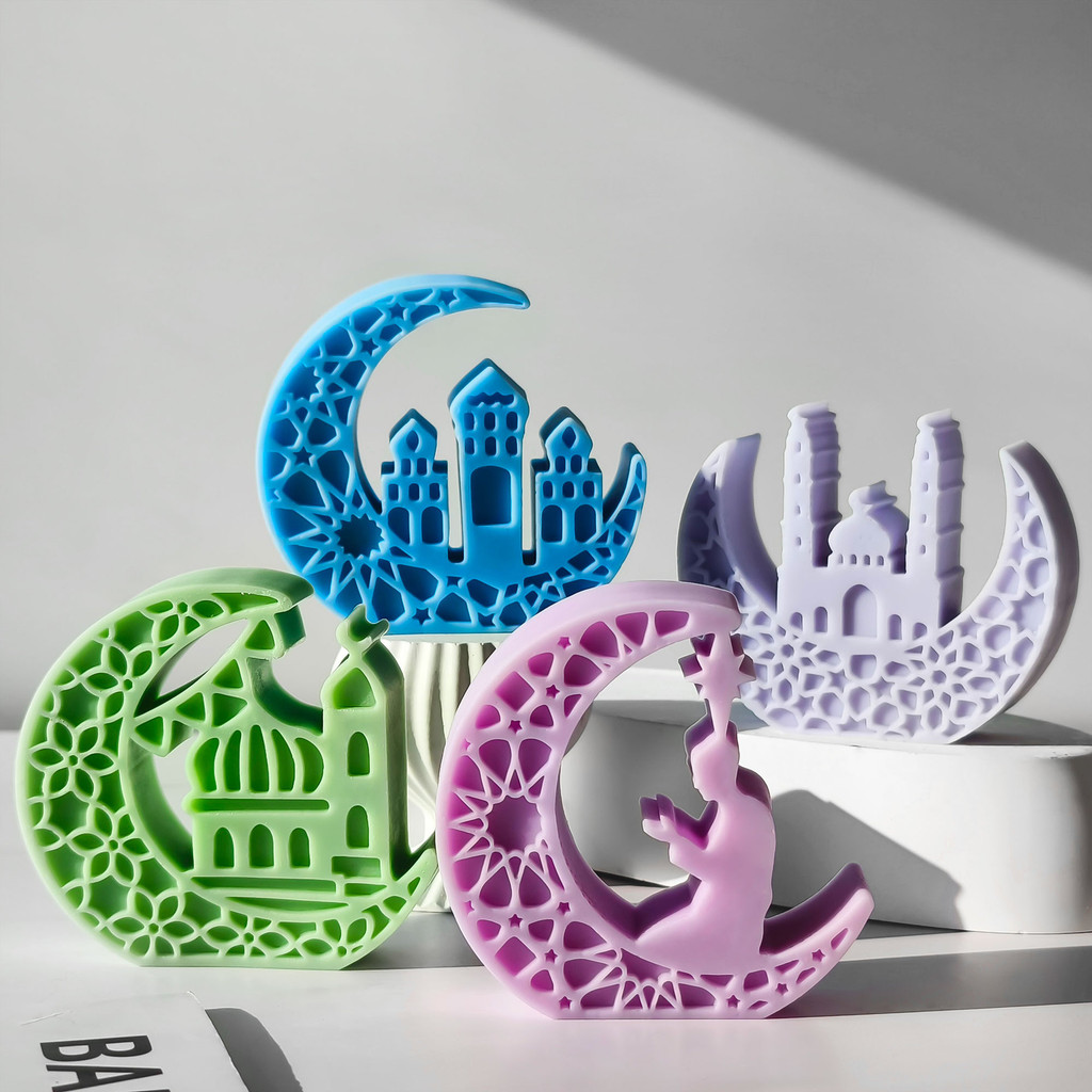 

Ramadan Moon Candle Silicone Mold Eid-Al-Fitr Mosque Prayer Ornament Cement Gypsum Mould Muslim ‌Lesser Bairam Craft Resin Mold