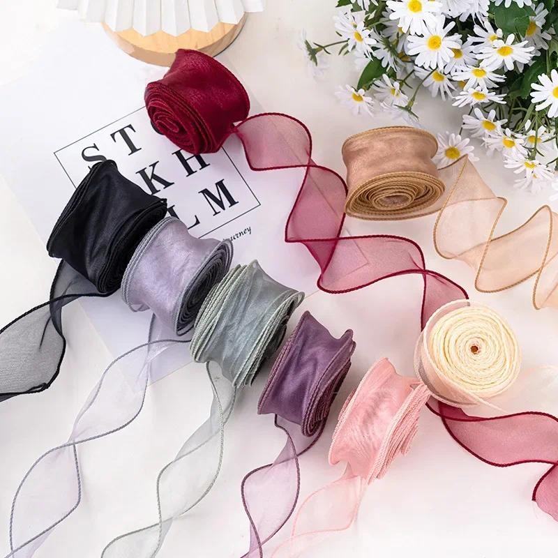 

10Yards/Roll Sheer Chiffon Ribbon Organza Satin Ribbons for Gift Wrapping Decoration Wedding Bouquets Wreath Sewing Supplies