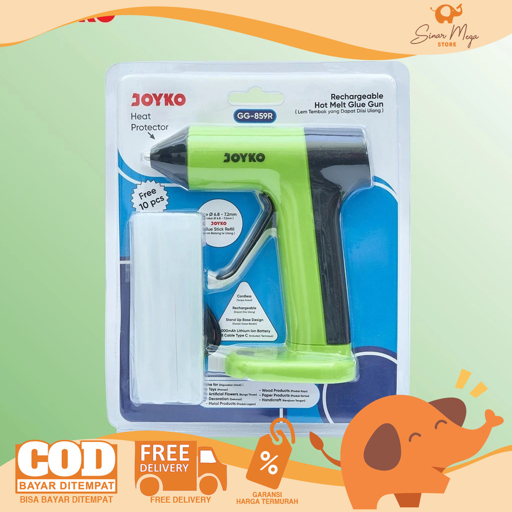 

JOYKO Rechargeable Hot Melt Glue Gun GG-859R - Lem Tembak Cordless Tanpa Kabel Murah