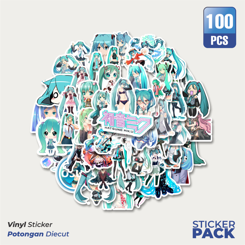 

100 PCS STIKER Stiker Music Series Hatsune Miku Mix 6 Waterproof Aesthetic- Untuk Laptop, Motor, dan Helm - Paper Stationery Pack