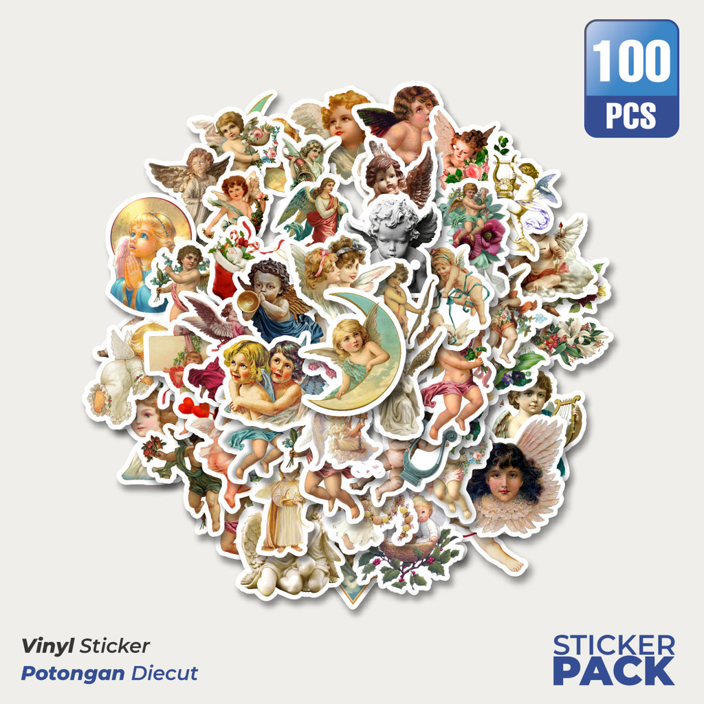 

100 PCS STIKER Stiker Vintage Series Character Cherub Mix 1 Waterproof Aesthetic- Untuk Laptop, Motor, dan Helm - Paper Stationery Pack