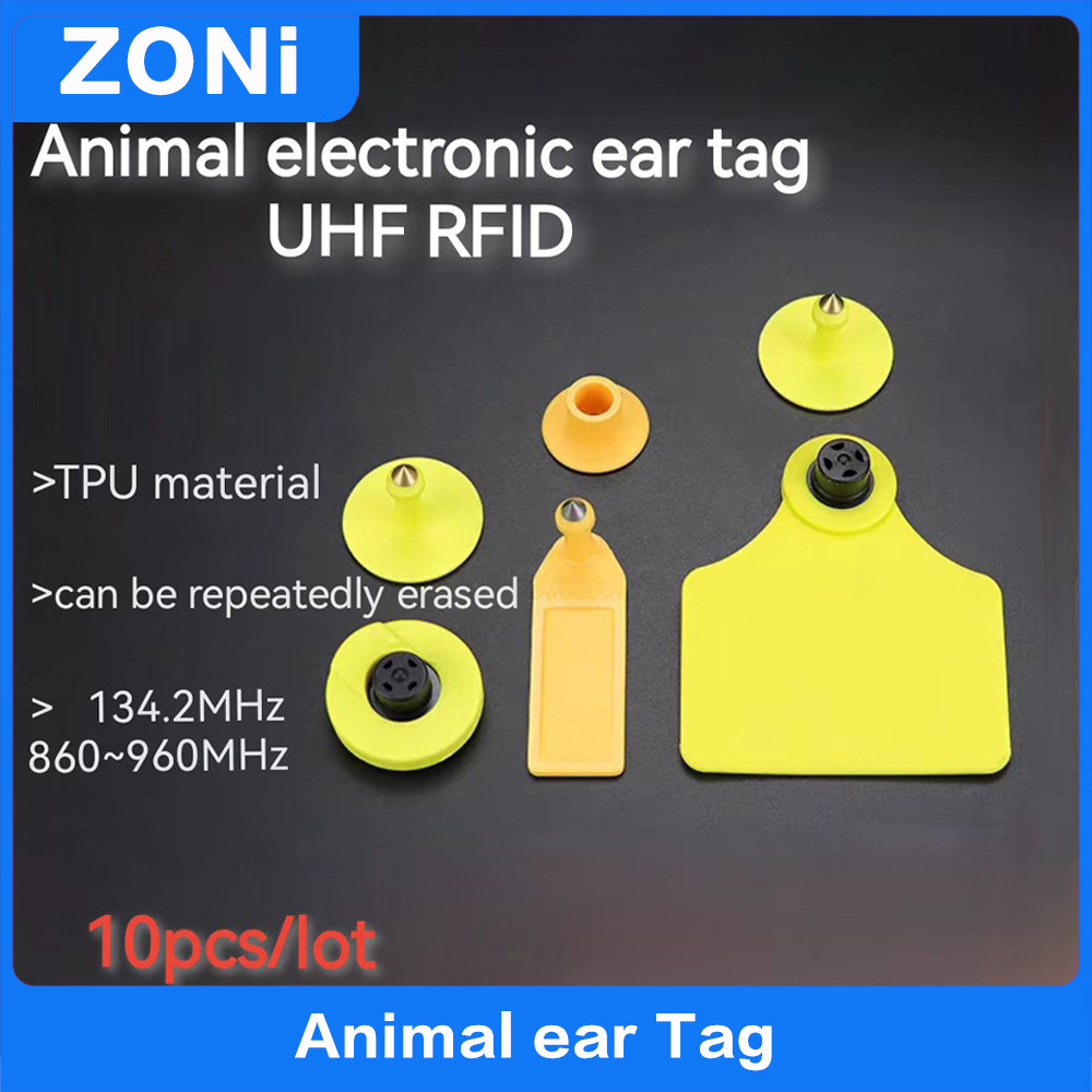 

10pcs RFID UHF/LF Animal ear tag ISO18000 6C electronic ear tag rfid uhf tag 860~960mhz LF 134.2mhz