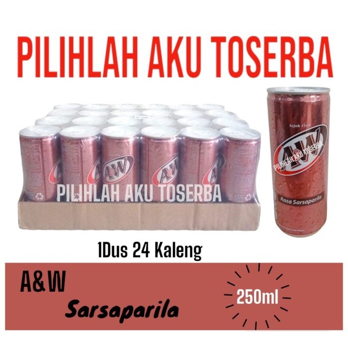 

A&W Sarsaparila Root Beer KALENG CAN 250 ml - ( HARGA 1 DUS isi 24 )