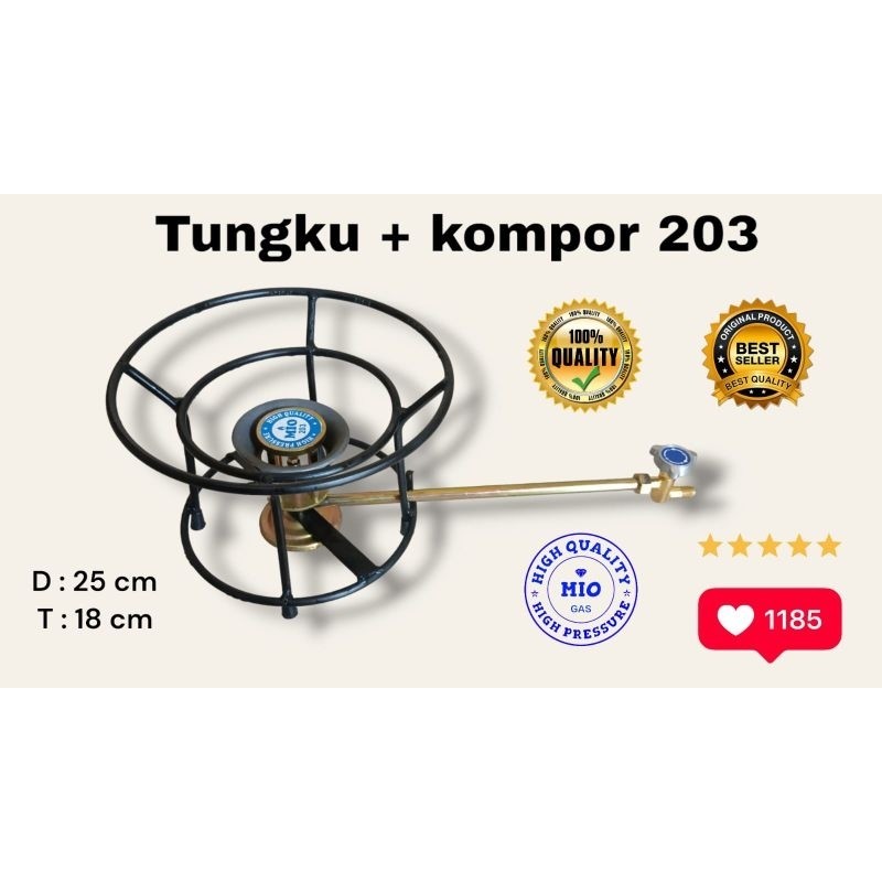 PAKET  dudukan Tungku + Kompor Mawar Mie Ayam Bakso No. 203 ORI 100% PATEN GAS Trade Mark SINAR BINT