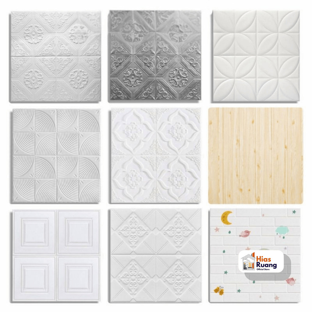[16 Varian] 3D Foam Dinding Plafon Atap Wallpaper Anti Lembab Gabus Embossed 3 mm 4 mm Batik Bunga P