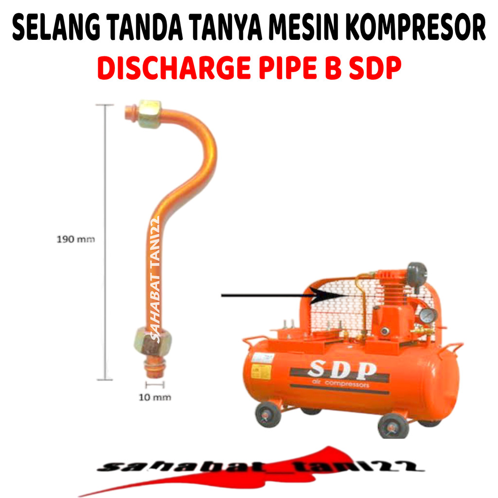 Selang Kompresor 1/4 HP Discharge Pipe B Kompresor 1/4 HP SDP Selang Tanda Tanya Kompresor 1/4 HP SD