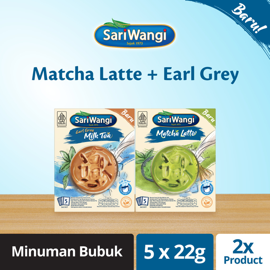 

Sariwangi Matcha Latte 110gr + Sariwangi Earl Grey Milk Tea 110gr