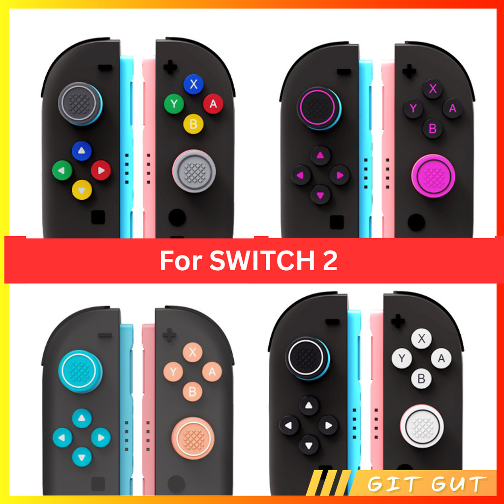 Basirguay - Nintendo Switch 2 Joycon D-Pad ABXY Button Cover Set + Thumb Grip Cap
