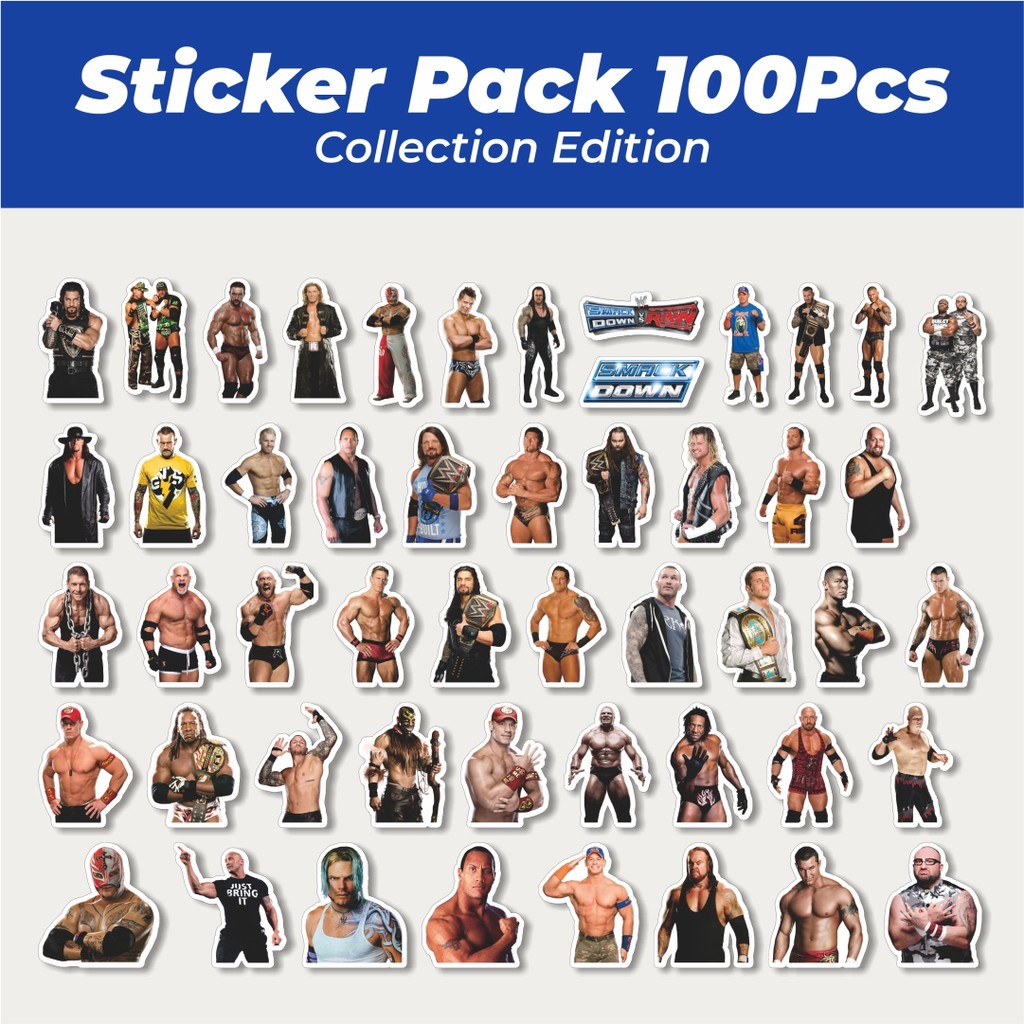 

Hot Stiker WWE SmackDown Series 1 Lucu Anti Air Stikers Berperekat Waterproof Sticker Decal Buat Motor Helm Buku Journal Koper Casing HP Laptop Botol Minum