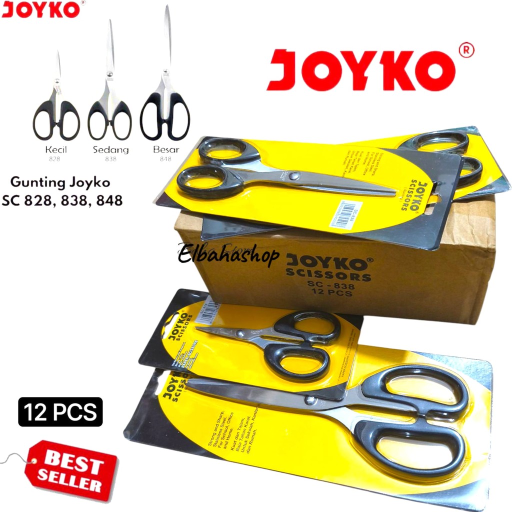 

{ 12 PCS } Gunting JOYKO SC-828 SC-838 SC-848 Gunting Kertas Kecil Sedang Besar Stainless Anti Karat