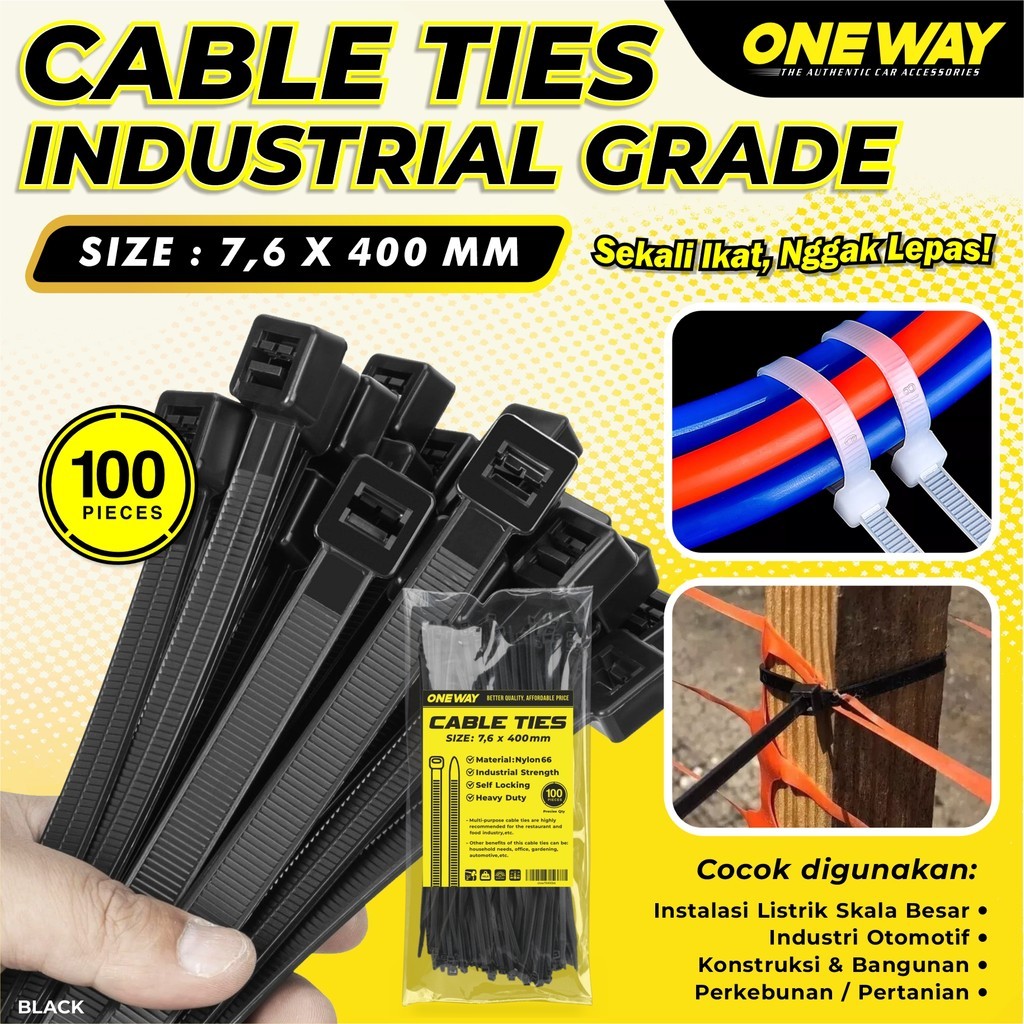

NajmahShop Kabel Ties 7.6 x 400 mm Cable Tie Nylon Ukuran 40 cm Kabel Ties Pengikat Strap