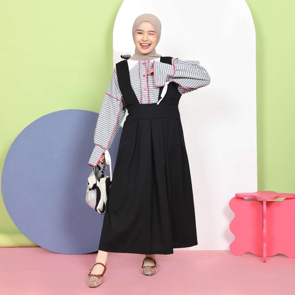 Mybamus Saba Overall Dress – Dress Wanita Muslim – Overall Rok Kekinian