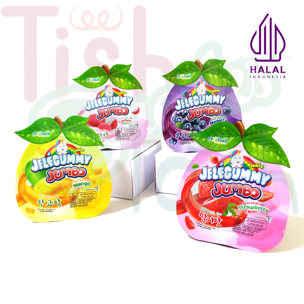 

Kiokio Jelegummy Jumbo Assorted Chewy Konjac Mango Lychee Strawberry Bluberry 35gr GROSIR