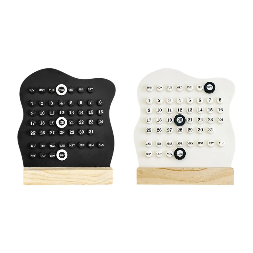 

1PCS Wooden Cloud Ring Calendar Cute Desk Calendar Adjustable Week Month Date Display Wooden Base Home Office Desk Decoration