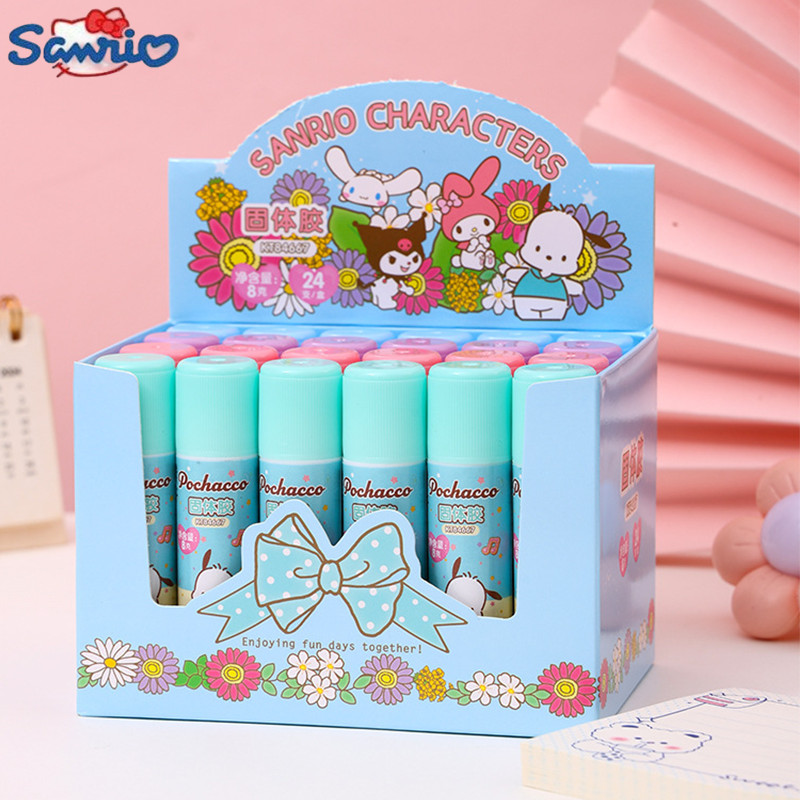 

4/24pcs Flowers Sanrio Family Solid Glue High Value 8g Small Glue Stick Creative Student Diy Handbook Glue Stick Stationery Gift