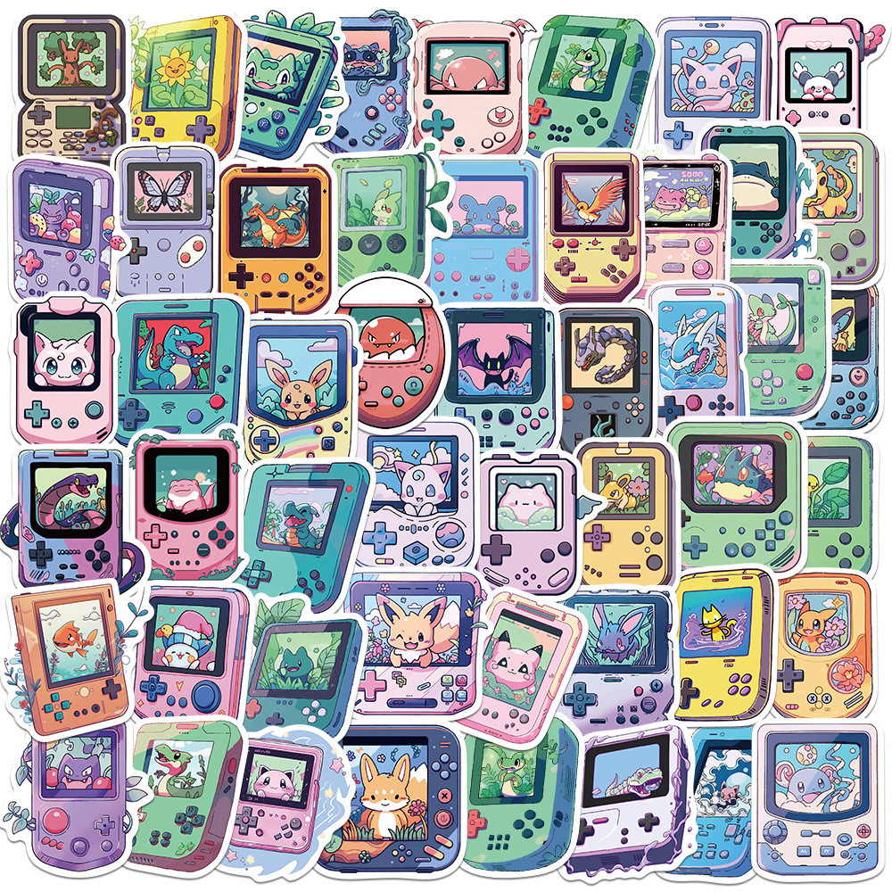 

50pcs Kawaii Cartoon Game Console Pokemon Graffiti Stickers Cute Anime Decals Kids Toy DIY Laptop Phone Waterproof Sticker