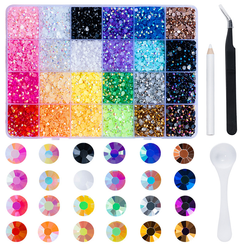 

Jelly AB 24 Colors Resin Strass 3mm/4mm/5mm Set Flatback Color Glitter Rhinestones DIY 3D Art Decoration Accessories Craft