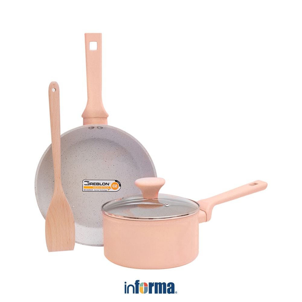 Informa Cooking Color Set 4 Pcs Huxley Perlengkapan Masak Cookware Alat Masak Panci Wajan Spatula Pa