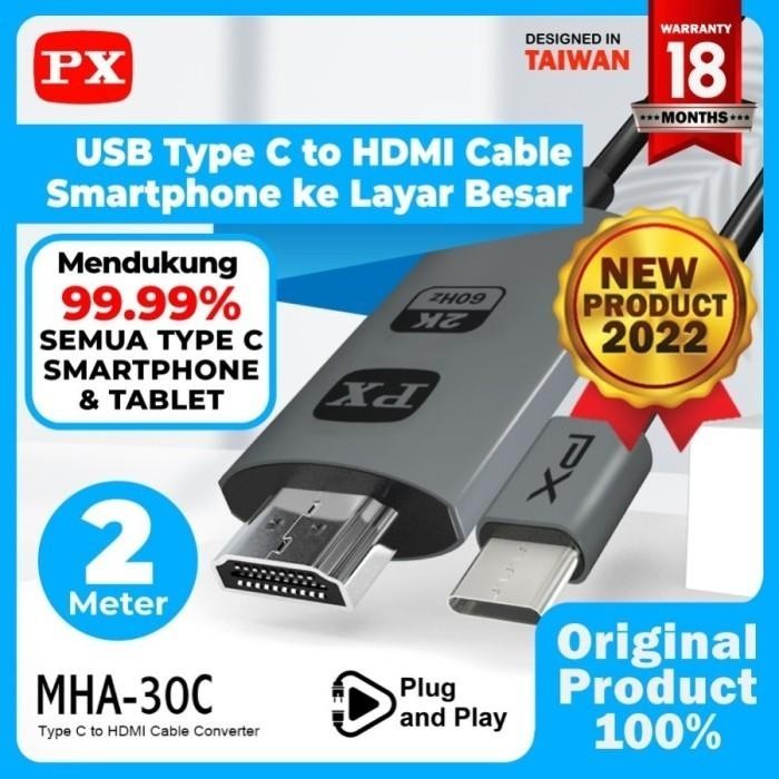 Kabel Converter MHL Mirroring Type C 2.0 to HDMI PX MHA-30C.Kabel Converter MHL Mirroring Type C 2.0
